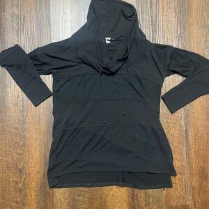 Cable & Gauge Cowl Neck Long Sleeve Black Top